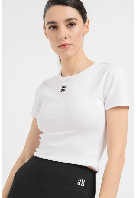 Слим къса тениска Delanor - Бял