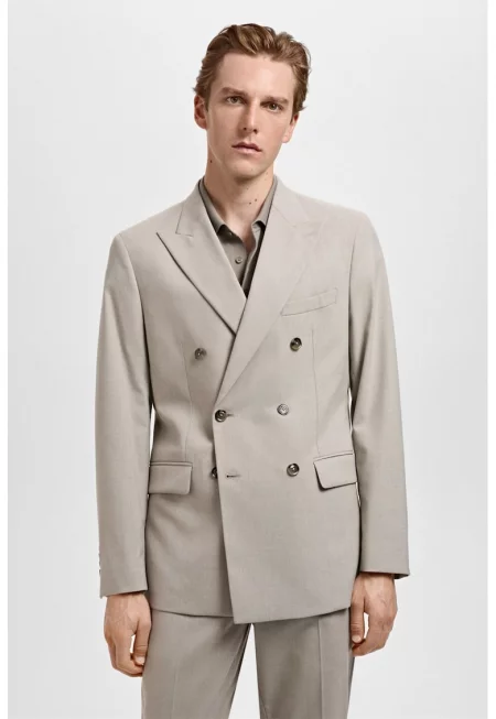 Слим сако Monaco с двуредно закопчаване - Сиво-бежов