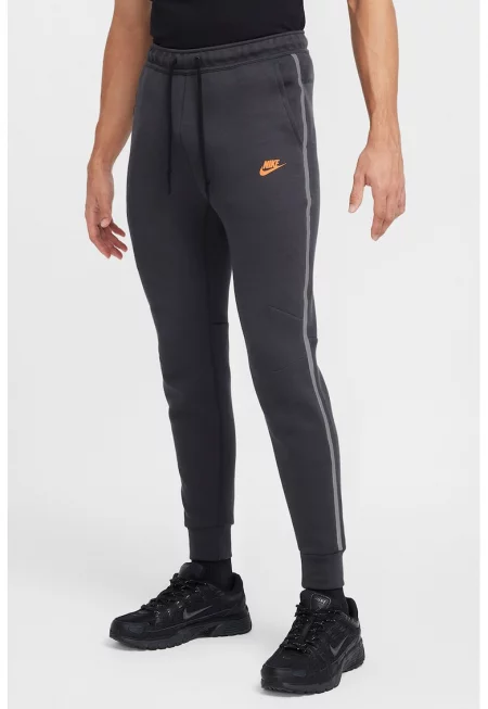 Спортен панталон с памук с фосфоресциращи детайли - Оранжев/Антрацитно сиво