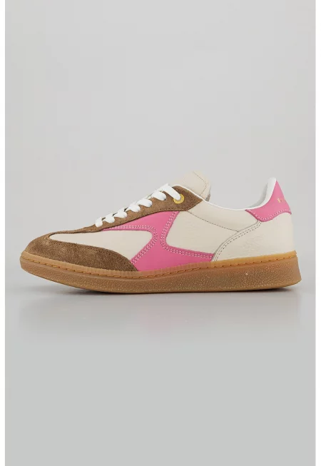 Спортни обувки от кожа и велур - Кафяв/Бежов/Розово