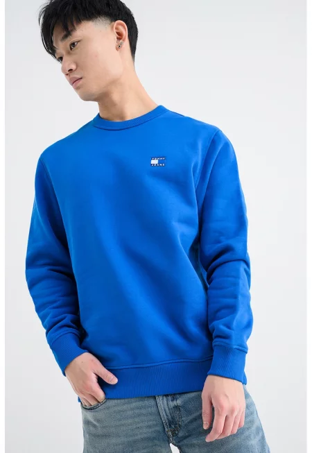 Суитшърт с овално деколте и лого - Кралско Синьо