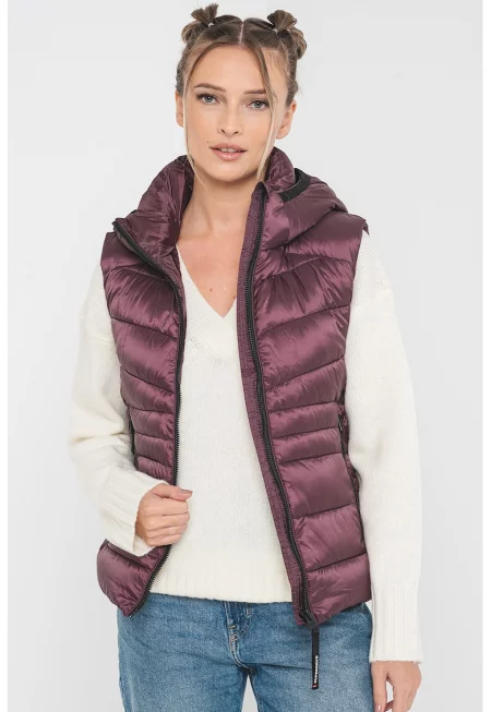 SUPERDRY - Ватиран елек с качулка