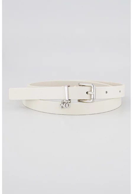 Тънък кожен колан с лого