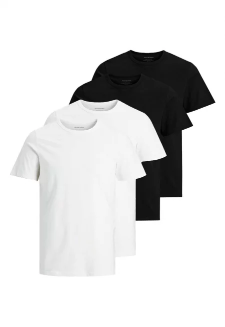 Тениска Basic с овално деколте - 4 броя - Бял/Черен