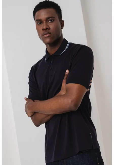 Тениска с яка - Избеляло черно