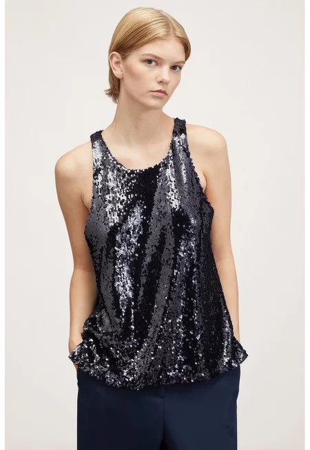 Топ с пайети - Черен