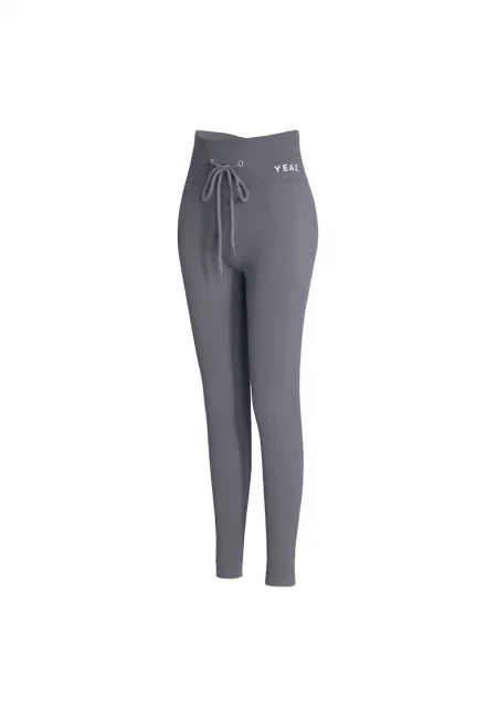 Тренировъчен клин с висока талия и връзка - Сив