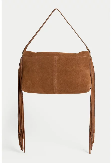 Велурена чанта с ресни