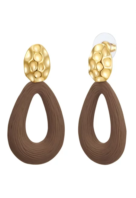 Висящи обеци с покритие от 14K злато - Златист/Жълт