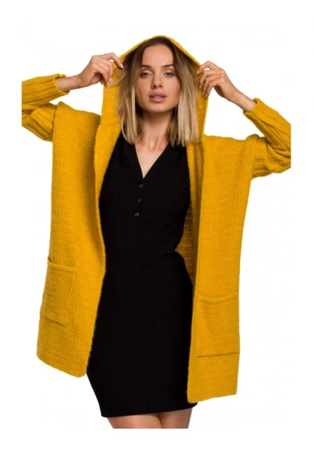 Жилетка с качулка  вълна - полиамид - жълто