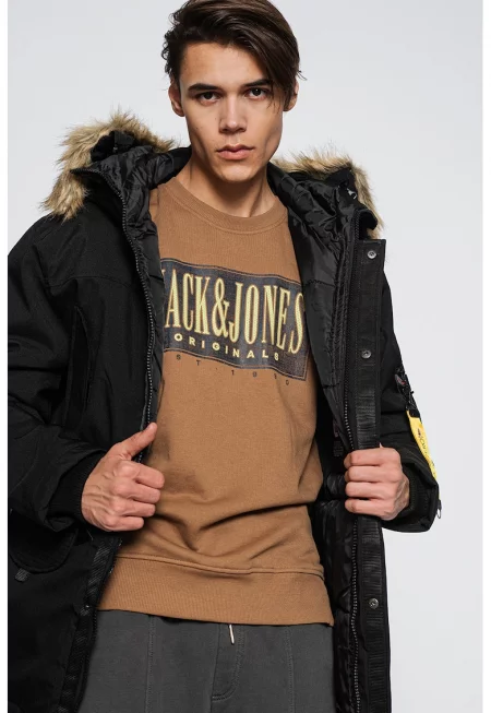 Зимно яке Bernard с качулка и еко пух - Черен