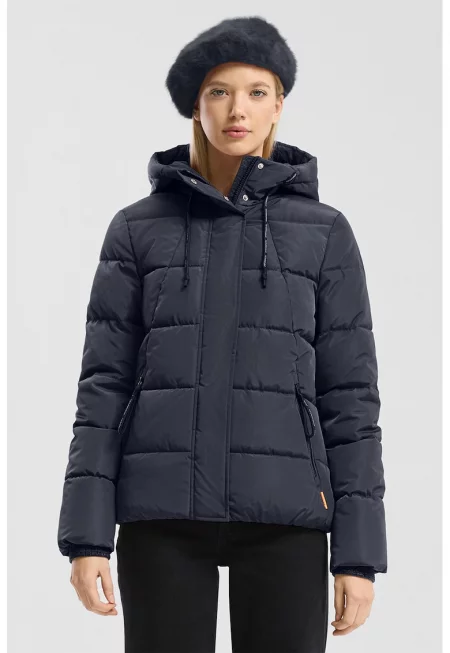 Зимно яке с качулка и джобове - Ултрамарин синьо