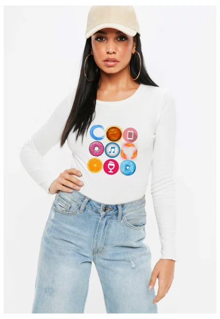 888113555-Дамска бяла блуза - Circle