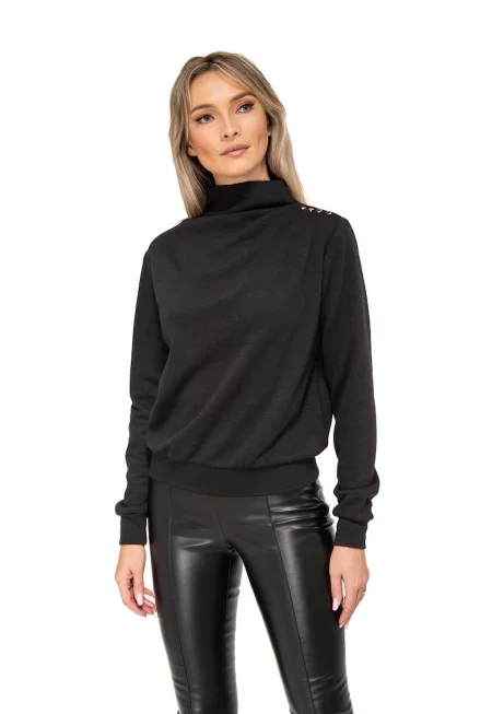 Блуза Abby с драперии - Черен