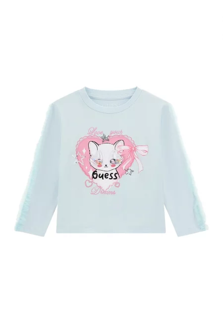 Блуза с бродирано лого и тюл