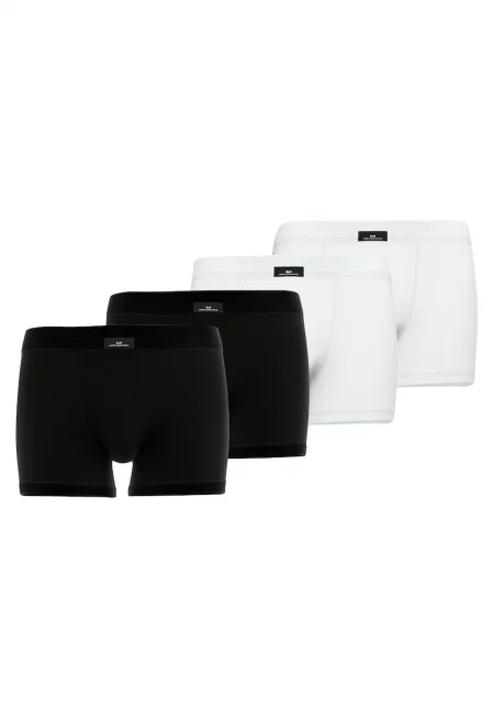 Боксерки с памук - 4 чифта - Бял/Черен