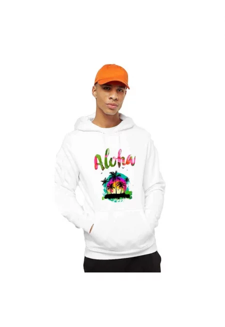 Бяла мъжка качулка - Aloha Exotic