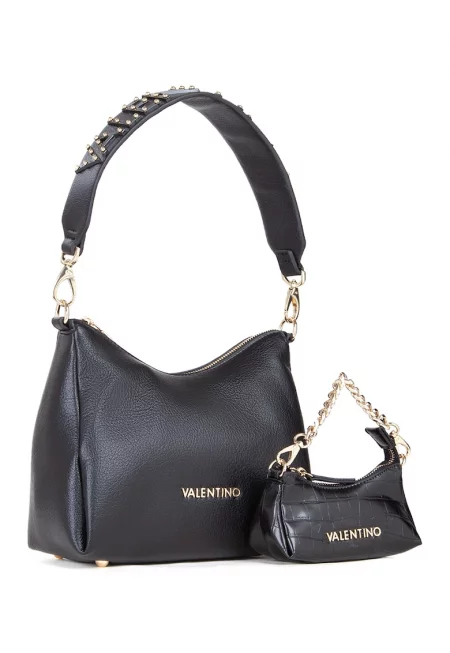 Чанта от еко кожа Kalimba с шагрен и мини чанта - 2 броя - Черен