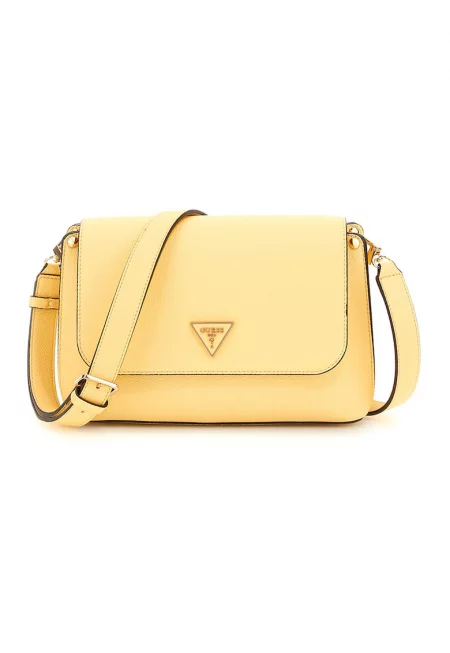 Чанта през рамо Emiliya от еко кожа с капаче - Светло жълто
