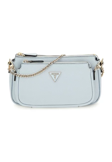 Чанта през рамо от еко кожа с отделящ се несесер - Пастелносин