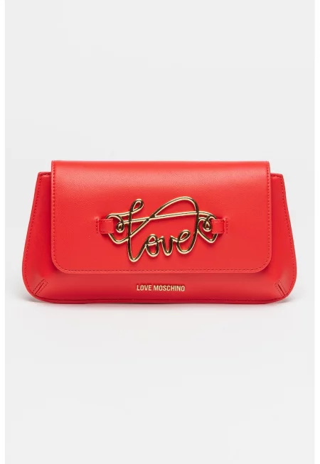 Чанта през рамо от еко кожа с презрамка с верижка - Червен