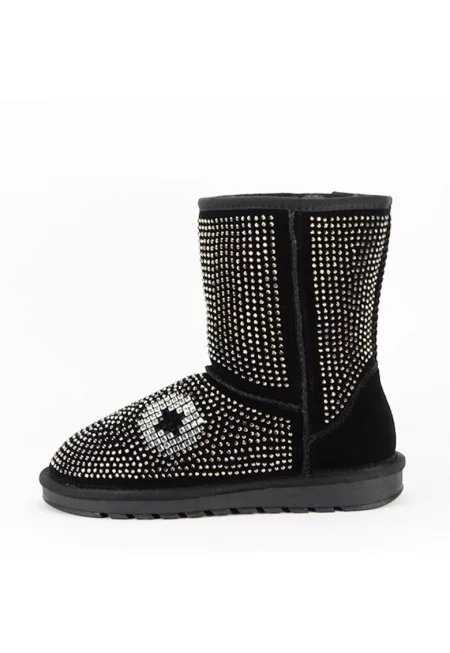 Черни ботуши от естествена кожа W8008 112 12045