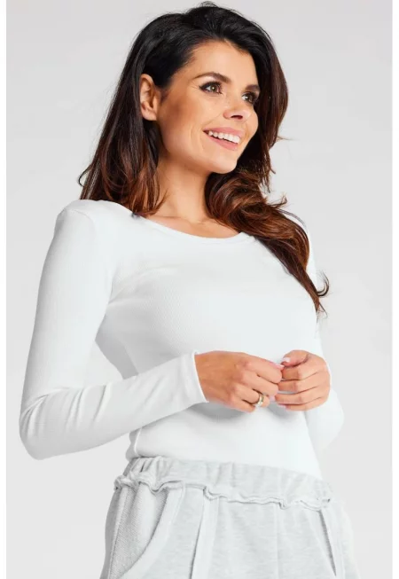 Дамска блуза -  Памук/Еластан - Бяла1