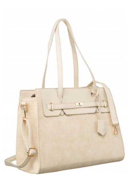 Дамска чанта  еко кожа - едно отделение - Бежов