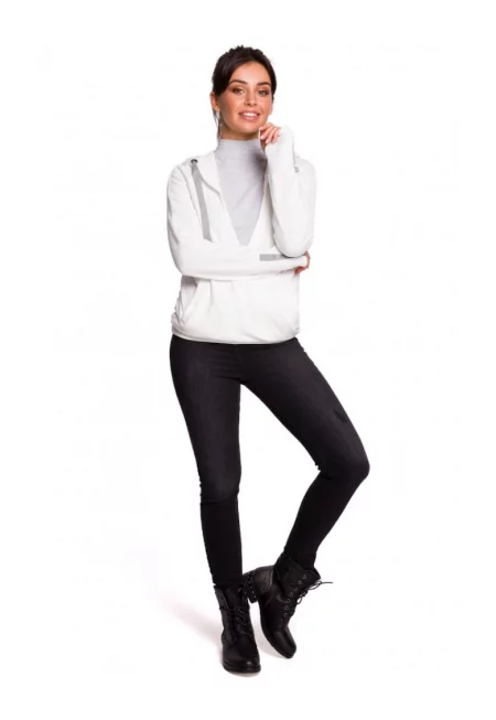 Дамска качулка - памук/полиестер - бяла