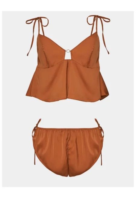 Дамска пижама -  302999415 - Полиамид - Оранжев - Оранжев