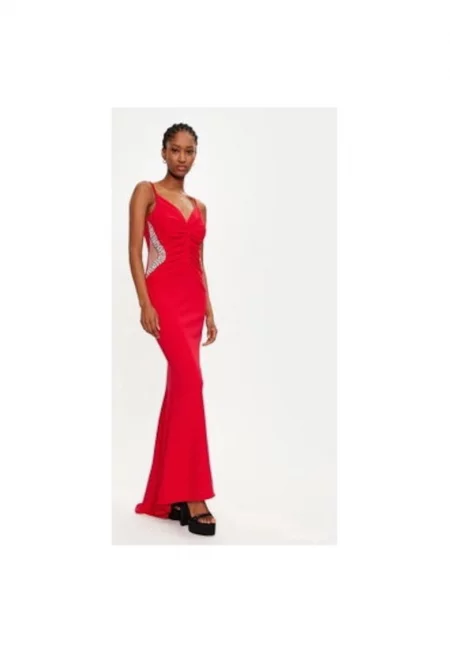 Дамска рокля  304917455 - Полиестер - Черен - Червен