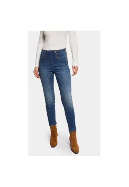 Дамски дънки -  303917661 - Памук/Полиестер - Син - Син