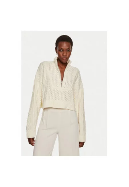 Дамски пуловер -  304549083 - Памук/Акрил - Бежов - Бежов