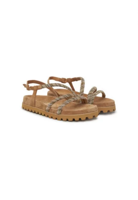 Дамски сандали - V251705 -  Текстил - Бежов - Бежов