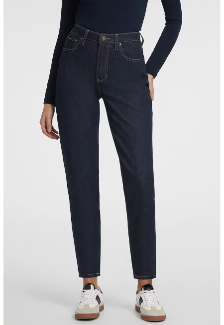 Дънки Mom с висока талия - Тъмносин