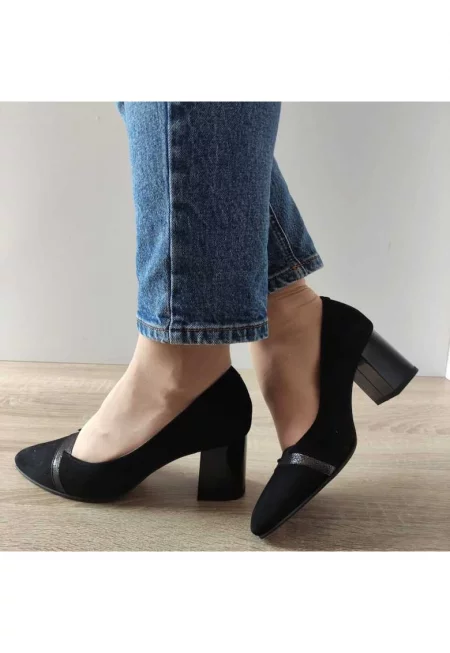 Елегантни дамски обувки  13462 Negri Velur - черни - Черен