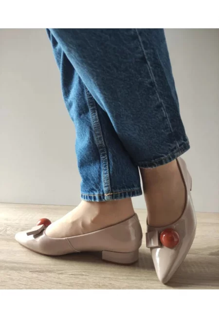 Елегантни дамски обувки  460002C 03-L Бежов Nude Лак - Бежов - Бежов