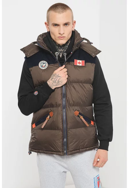 Елек с отделяща се качулка - Каки/Тъмносин