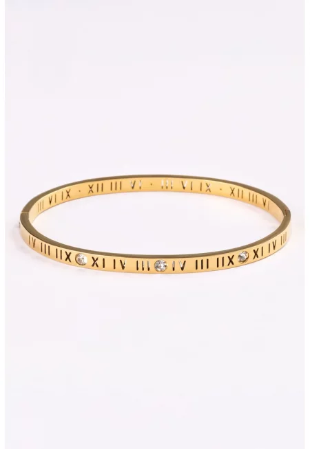 Гривна с 18K злато и римски цифри - Златист