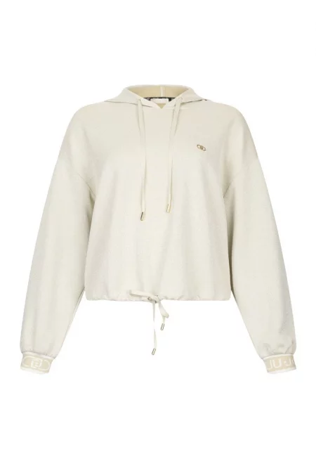 Худи с лого на маншетите - Слонова кост