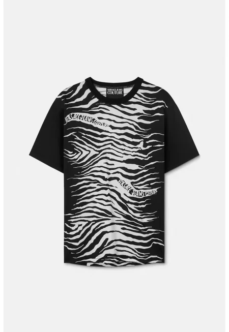 Извънгабаритно трико с животински принт - Черен