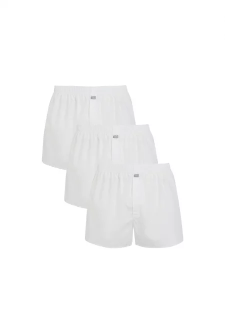 Jockey - Памучни боксерки с лого - 3 чифта - Бял