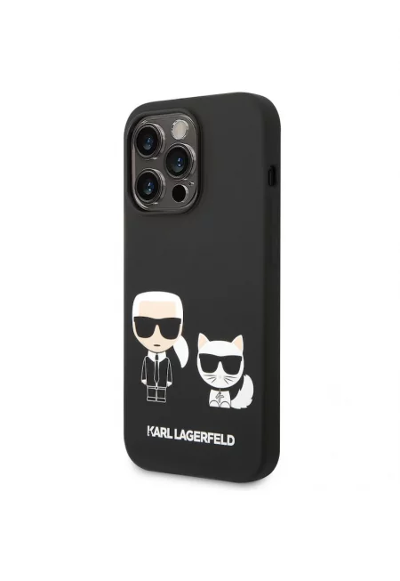 Калъф  and Choupette liquid silicone - За iPhone 14 Pro - Черен