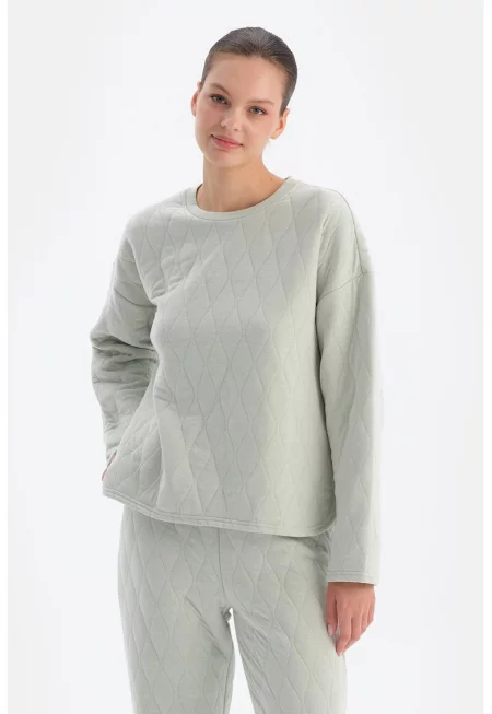 Капитонирана горна пижама - Бледозелен -