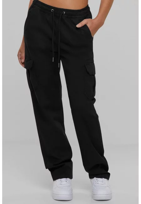 Карго спортен панталон с връзка - Черен