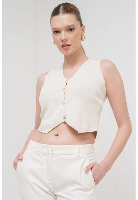 Късо сако Olio без ръкави - Крем