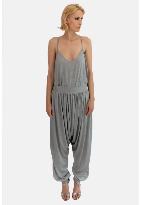 Копринен панталон Ingrid - Сив меланж