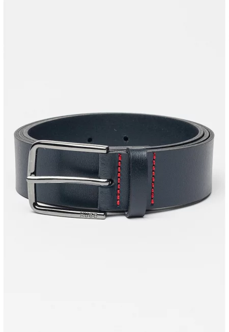 Кожен колан Gerik с контрастни шевове - Тъмносин