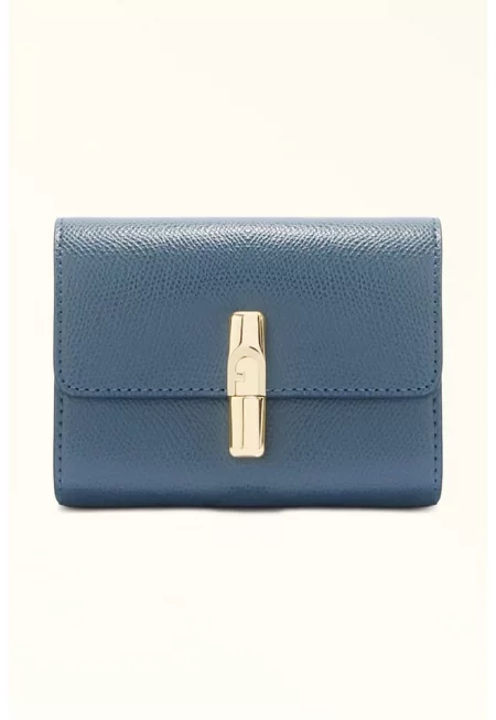 Кожен портфейл с Iride двойно прегъване - Прашно синьо