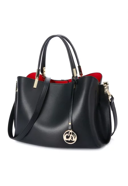 Кожена чанта Eliya с отделяща се презрамка - Черен